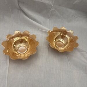 Vintage Fire King Peach Lustre Lotus Dessert Bowls. 2 Piece Set